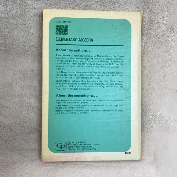 Elementary Algebra Bryant Nower Saltz 1969 First Printing - Picture 6 of 6